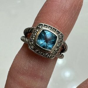 ‼️Petite Albion Ring — Sterling Silver with Blue Topaz and Diamonds, 7mm‼️
